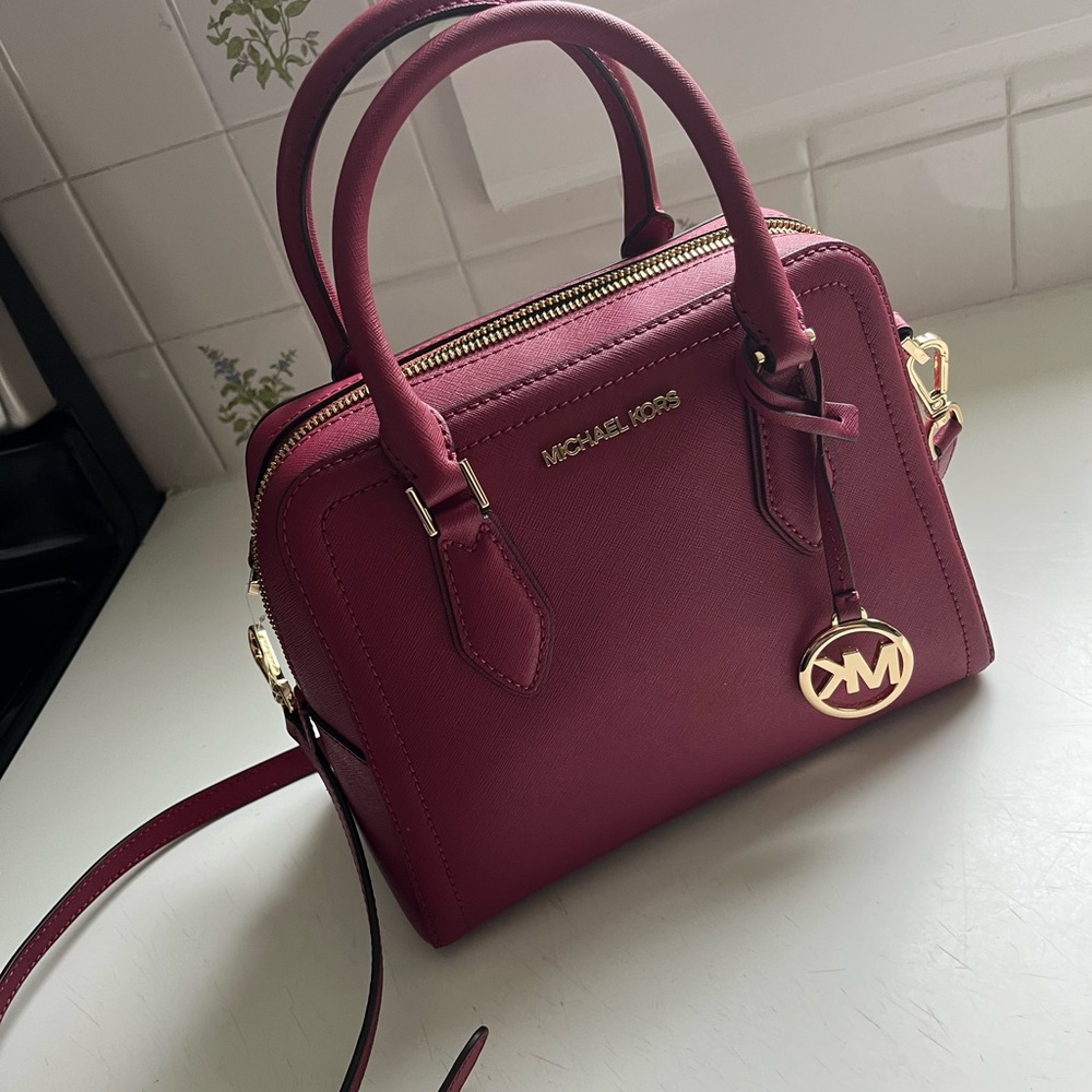 Michael Kors Berry Color Satchel with Gold Accents